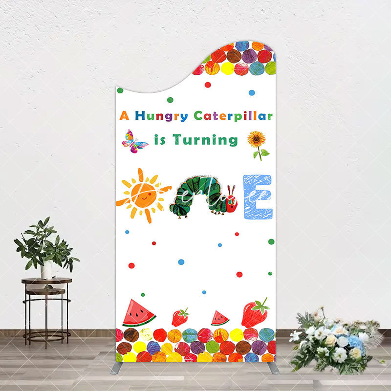 Aperturee - Aperturee Colorful Cute Caterpillar One Birthday Arch Backdrop