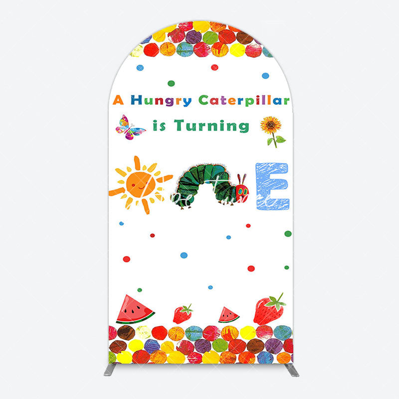 Aperturee - Aperturee Colorful Cute Caterpillar One Birthday Arch Backdrop