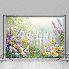 Aperturee - Aperturee Colorful Daisy Eggs Outdoor Fence Spring Backdrop