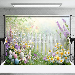 Aperturee - Aperturee Colorful Daisy Eggs Outdoor Fence Spring Backdrop