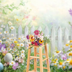 Aperturee - Aperturee Colorful Daisy Eggs Outdoor Fence Spring Backdrop