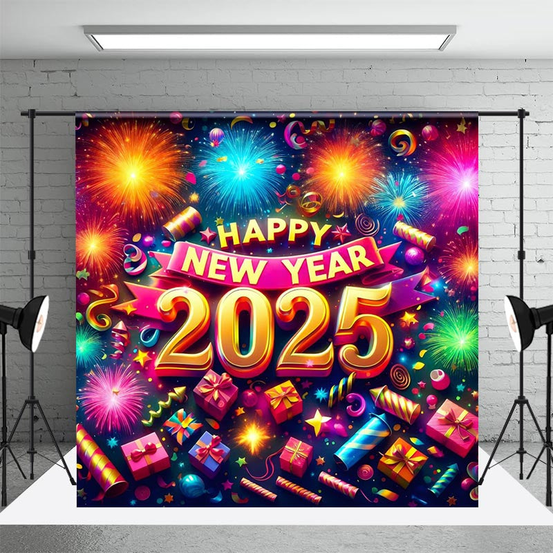 Aperturee - Aperturee Colorful Decoration Happy New Year 2025 Backdrop