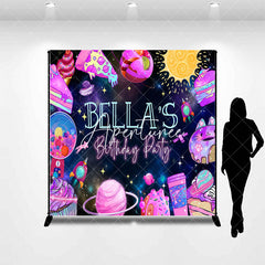 Aperturee - Aperturee Colorful Dessert Galaxy Custom Name Birthday Backdrop