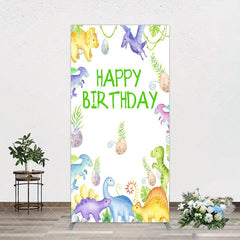 Aperturee - Aperturee Colorful Dinosaurs Eggs Happy Birthday Rectangle Backdrop