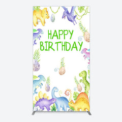 Aperturee - Aperturee Colorful Dinosaurs Eggs Happy Birthday Rectangle Backdrop