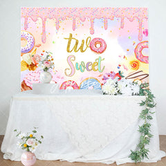 Aperturee - Aperturee Colorful Donut Candyland Two Sweet Birthday Backdrop