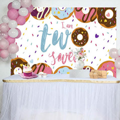 Aperturee - Aperturee Colorful Donuts Candy Two Sweet Birthday Backdrop