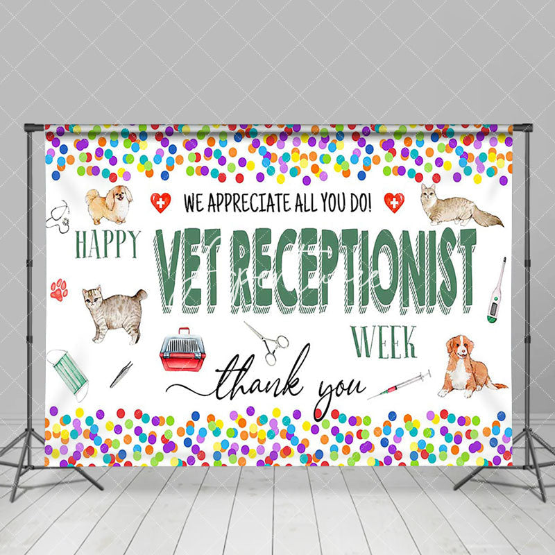 Aperturee - Aperturee Colorful Dot Thank You Vet Receptionist Week Backdrop