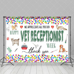 Aperturee - Aperturee Colorful Dot Thank You Vet Receptionist Week Backdrop