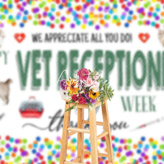 Aperturee - Aperturee Colorful Dot Thank You Vet Receptionist Week Backdrop