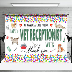 Aperturee - Aperturee Colorful Dot Thank You Vet Receptionist Week Backdrop