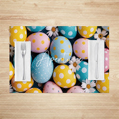 Aperturee - Aperturee Colorful Dots Eggs Daisy Easter Set Of 4 Placemats