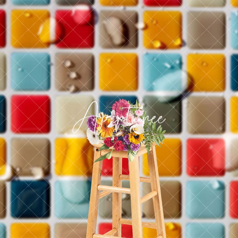 Aperturee - Aperturee Colorful Droplet Mosaic Tile Summer Vibe Backdrop