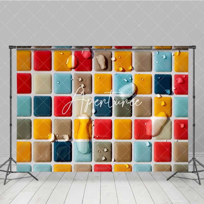 Aperturee - Aperturee Colorful Droplet Mosaic Tile Summer Vibe Backdrop