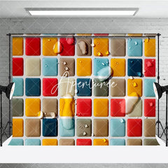 Aperturee - Aperturee Colorful Droplet Mosaic Tile Summer Vibe Backdrop