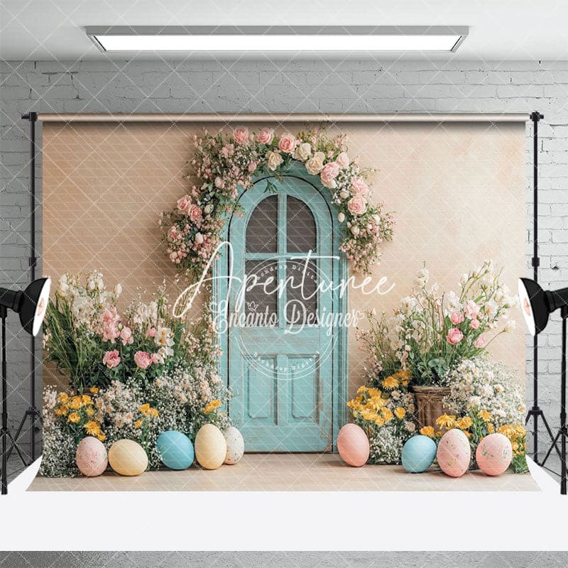 Aperturee - Aperturee Colorful Easter Egg Flower Archway Festival Backdrop