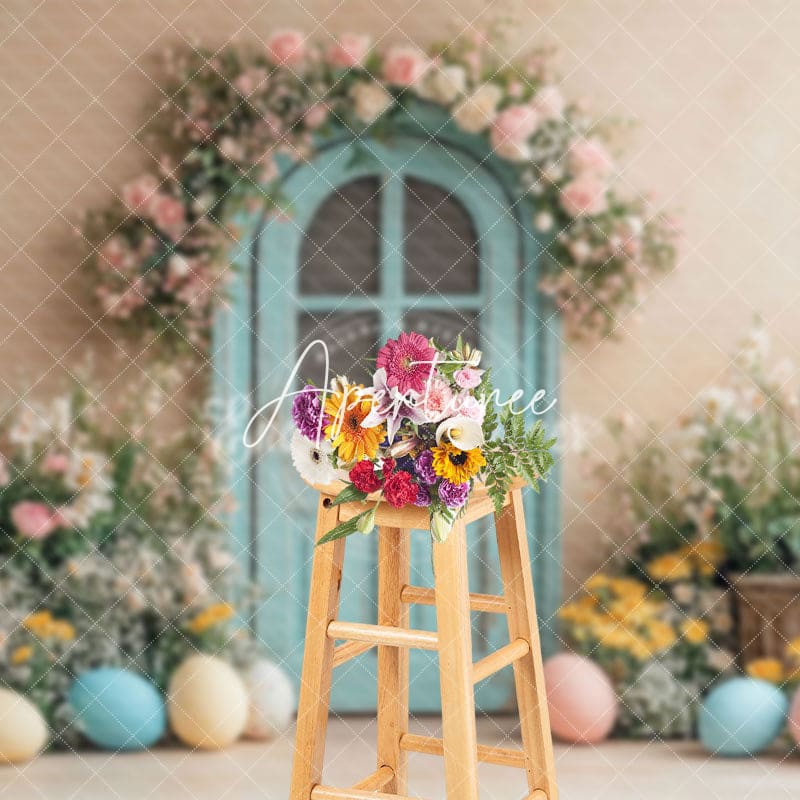 Aperturee - Aperturee Colorful Easter Egg Flower Archway Festival Backdrop