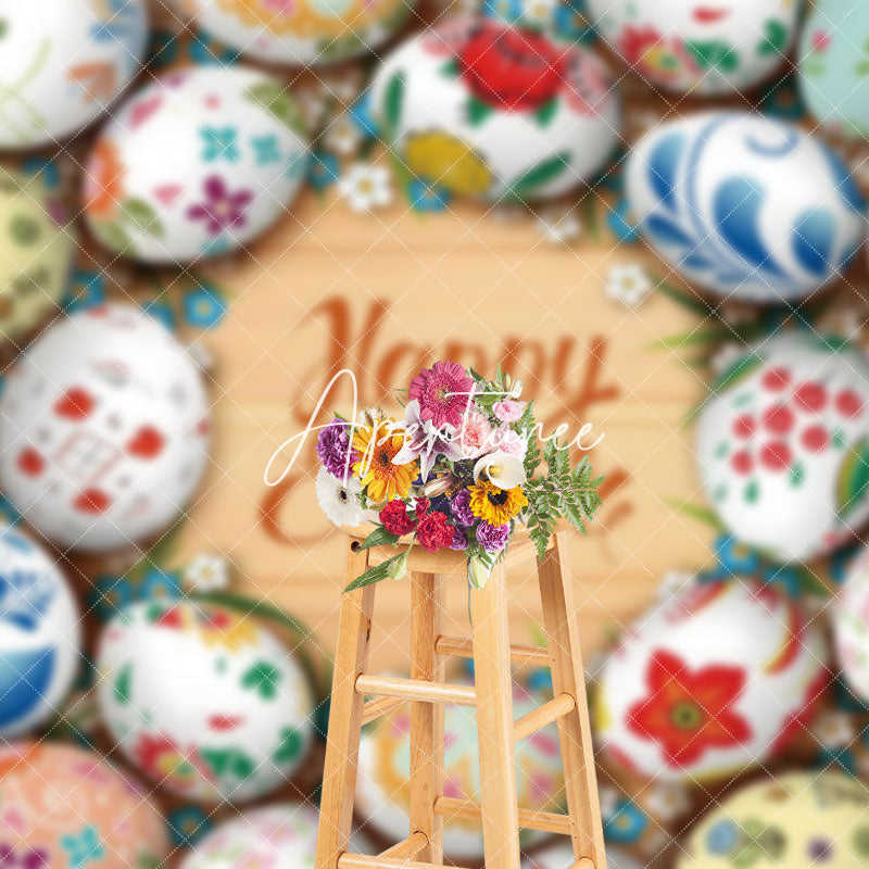 Aperturee - Aperturee Colorful Easter Eggs Wooden Handwritten Backdrop