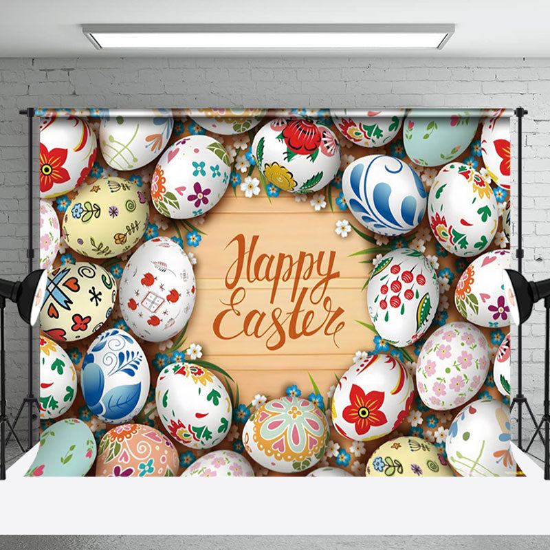 Aperturee - Aperturee Colorful Easter Eggs Wooden Handwritten Backdrop