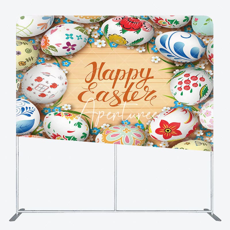 Aperturee - Aperturee Colorful Egg Floral Happy Easter Pillow Case Backdrop