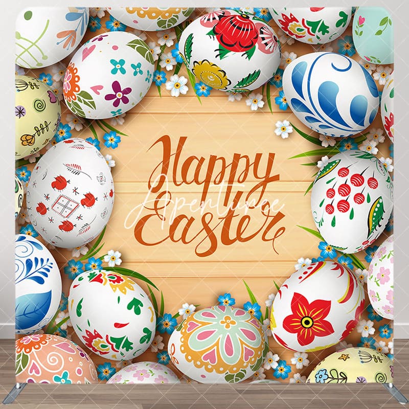 Aperturee - Aperturee Colorful Egg Floral Happy Easter Pillow Case Backdrop