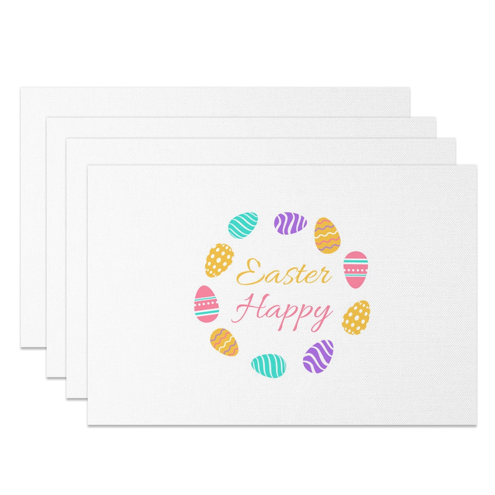 Aperturee - Aperturee Colorful Egg Ring Happy Easter Set Of 4 Placemats