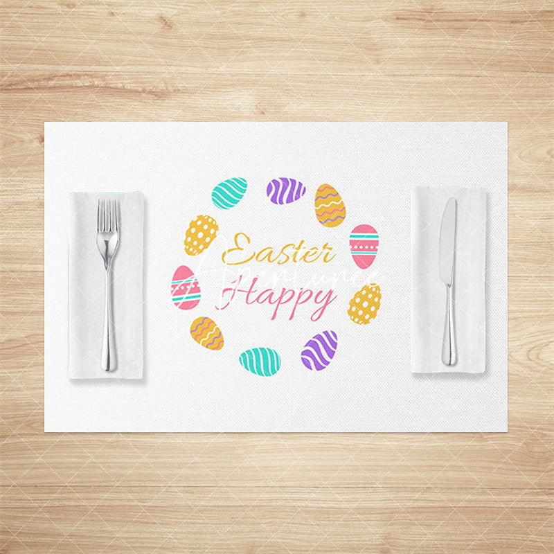 Aperturee - Aperturee Colorful Egg Ring Happy Easter Set Of 4 Placemats