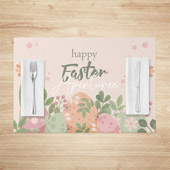 Aperturee - Aperturee Colorful Eggs Daisy Leaf Easter Set Of 4 Placemats