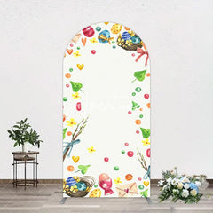 Aperturee - Aperturee Colorful Eggs Hearts Leaves Easter Arch Backdrop