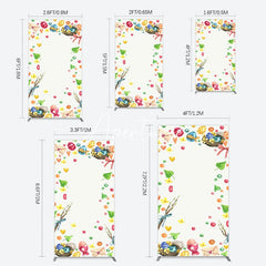 Aperturee - Aperturee Colorful Eggs Hearts Leaves Easter Rectangle Backdrop