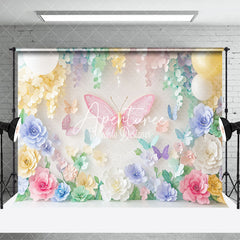 Aperturee - Aperturee Colorful Fairy Butterfly Floral Room Set Backdrop