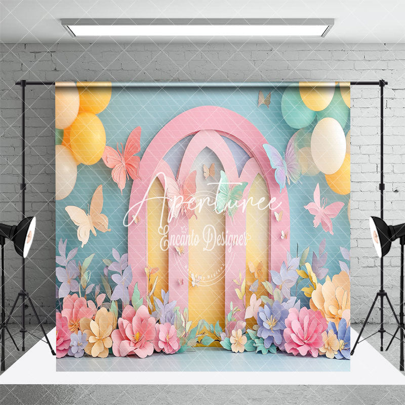 Aperturee - Aperturee Colorful Fairy Butterfly Floral Room Set Backdrop