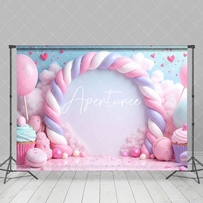 Aperturee - Aperturee Colorful Fairy Candyland Cake Smash Photo Backdrop