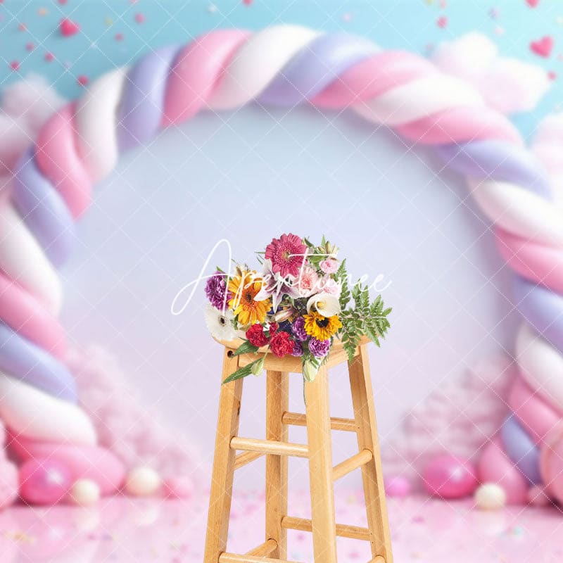 Aperturee - Aperturee Colorful Fairy Candyland Cake Smash Photo Backdrop