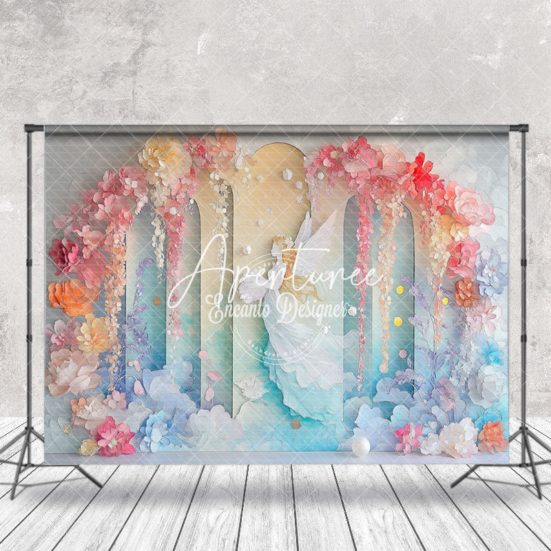 Aperturee - Aperturee Colorful Fairy Tale Floral Angel Fine Art Backdrop