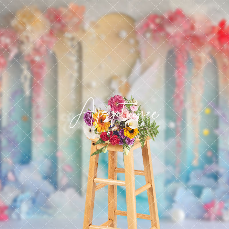 Aperturee - Aperturee Colorful Fairy Tale Floral Angel Fine Art Backdrop