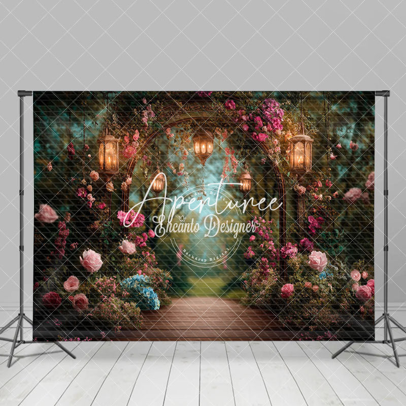 Aperturee - Aperturee Colorful Floral Arch Plant Romantic Wedding Backdrop