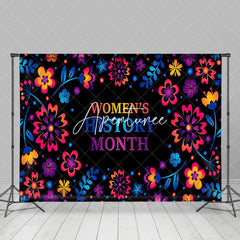 Aperturee - Aperturee Colorful Floral Black Womens History Month Backdrop