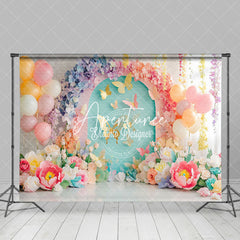 Aperturee - Aperturee Colorful Floral Butterfly Aesthetic Photo Backdrop