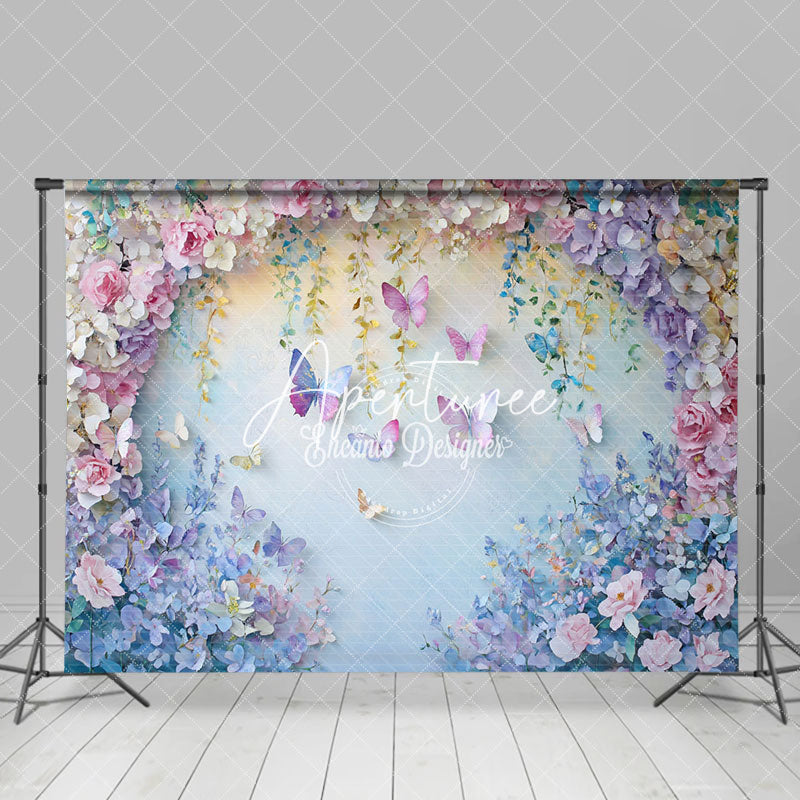 Aperturee - Aperturee Colorful Floral Butterfly Fine Art Photo Backdrop