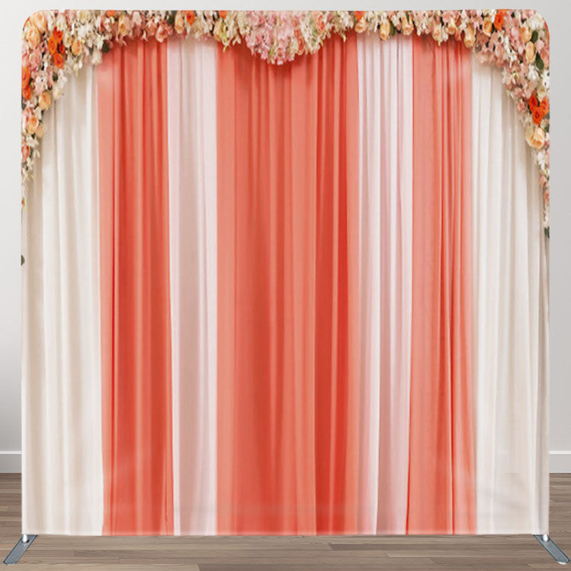 Aperturee - Aperturee Colorful Floral Curtain Style Fabric Wedding Backdrop