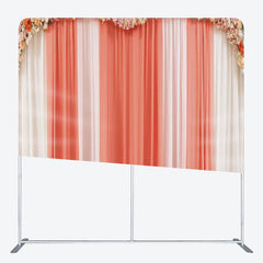 Aperturee - Aperturee Colorful Floral Curtain Style Fabric Wedding Backdrop