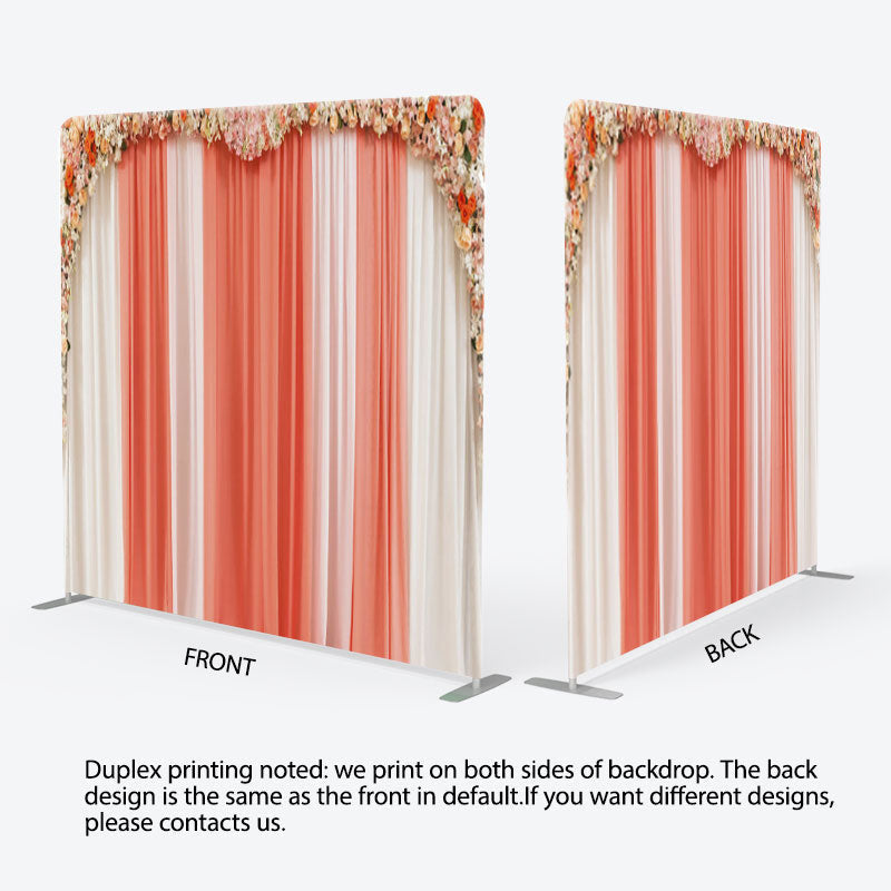 Aperturee - Aperturee Colorful Floral Curtain Style Fabric Wedding Backdrop