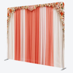 Aperturee - Aperturee Colorful Floral Curtain Style Fabric Wedding Backdrop