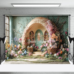 Aperturee - Aperturee Colorful Floral Eggs Arch Hutch Easter Backdrop