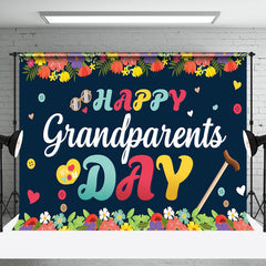 Aperturee - Aperturee Colorful Floral Heart Happy Grandparents Day Backdrop