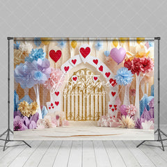 Aperturee - Aperturee Colorful Floral Hearts Poker Valentines Day Backdrop