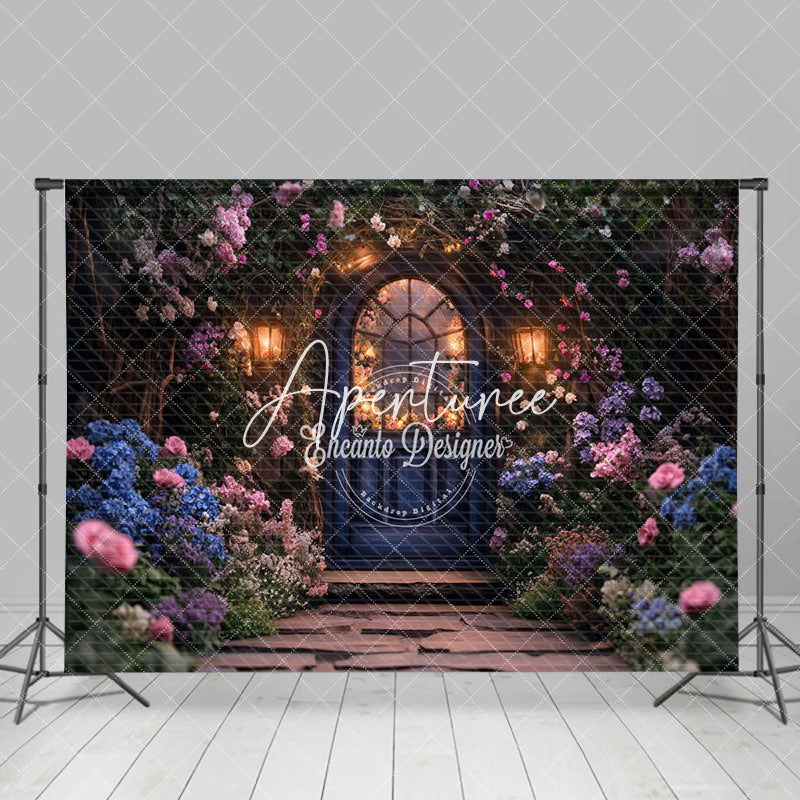 Aperturee - Aperturee Colorful Floral Lighted Cabin Porch Wedding Backdrop