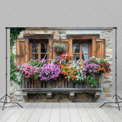 Aperturee - Aperturee Colorful Floral Outdoor Window View Spring Backdrop