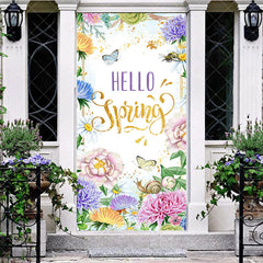 Aperturee - Aperturee Colorful Floral Snails Butterfly Spring Door Cover